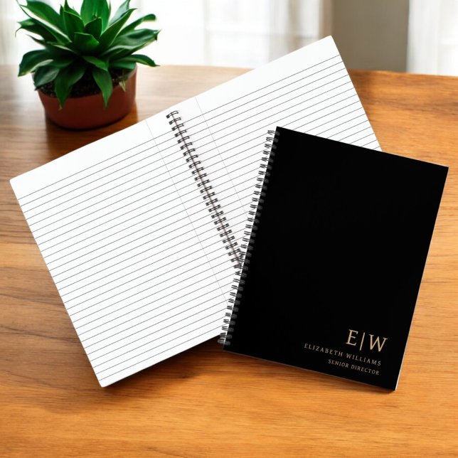 Carnet Monogramme professionnel noir et or initial (Créateur téléchargé)