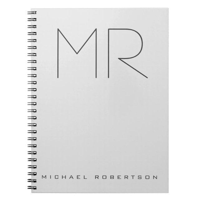 Carnet Monogramme professionnel personnalisé gris minimal (Devant)
