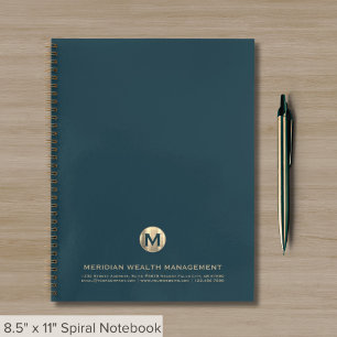 Carnet Monogramme professionnel Turquoise et Gold Busines