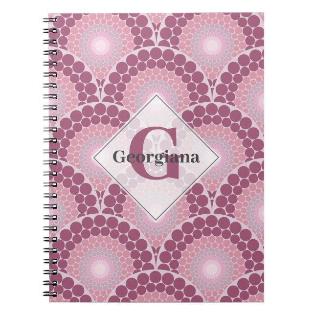 Carnet Monogramme Radiant Rose Dusky Rose Dot Mandala (Devant)