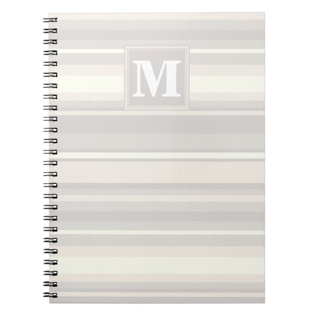 Carnet Monogramme rayures beiges (Devant)