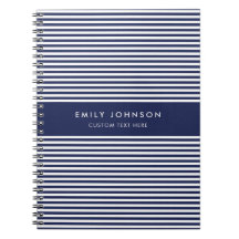 Monogramme Rayures Bleu Marine Minimaliste Moderne