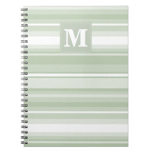 Carnet Monogramme rayures vert pâle