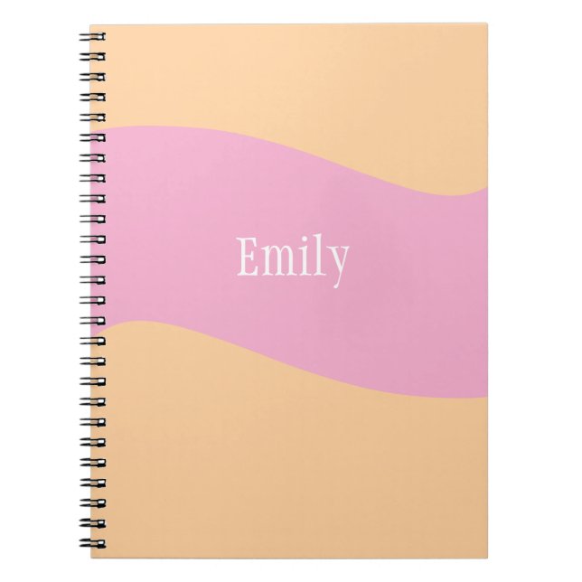 Carnet Monogramme Retro Gras Nom Orange Rose  (Devant)