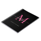 Monogramme rose chaud noir fille Nom initial du sc