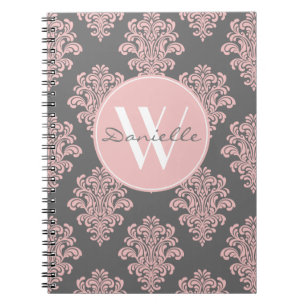 Carnet Monogramme rose et gris pour filles