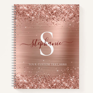 Carnet Monogramme Rose Gold Faux-Parties scintillant Girl