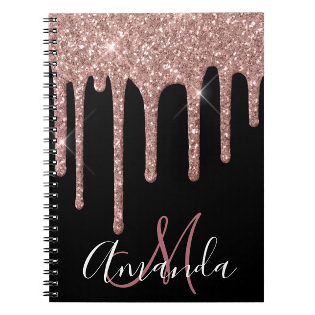 Carnet Monogramme rose Gold Parties scintillant (Devant)