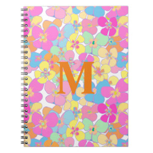 Carnet Monogramme rose néon rétro