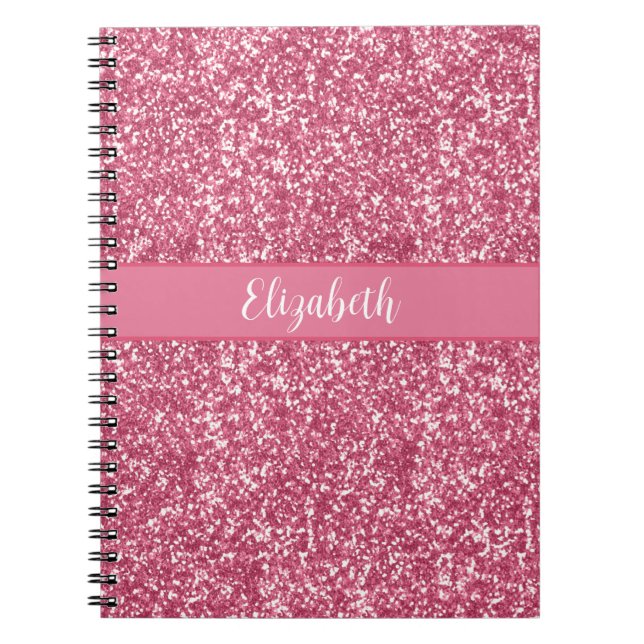 Carnet Monogramme rose Parties scintillant gris tendance  (Devant)