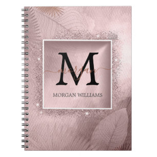 Carnet Monogramme rose Parties scintillant or
