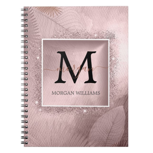Carnet Monogramme rose Parties scintillant or (Devant)