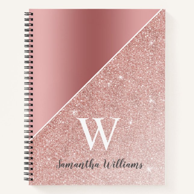 Carnet Monogramme Rose Parties scintillant or Éperche Gir (Devant)