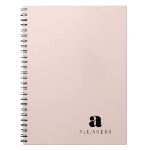 Carnet Monogramme rose vierge moderne Nom Photo