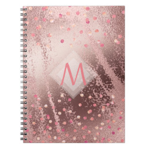 Carnet Monogramme ROSEGOLD Métallurgie Foil Confetti Look