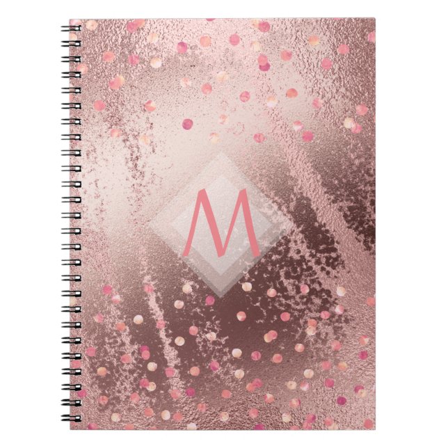 Carnet Monogramme ROSEGOLD Métallurgie Foil Confetti Look (Devant)