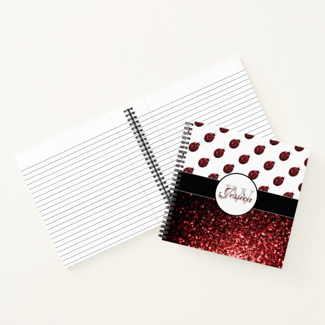 Carnet Monogramme rouge foncé coccinelle faux parties sci (Intérieur)