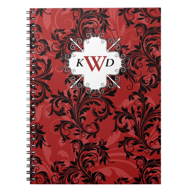 Carnet Monogramme Rouge Noir Blanc Rouges (Devant)