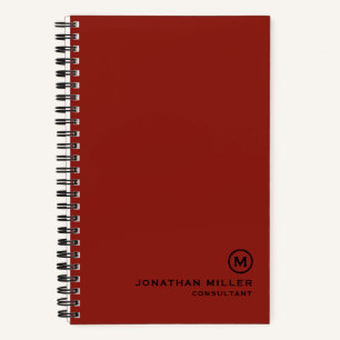 Carnet Monogramme rouge professionnel 5,5 x 8,5 spirale