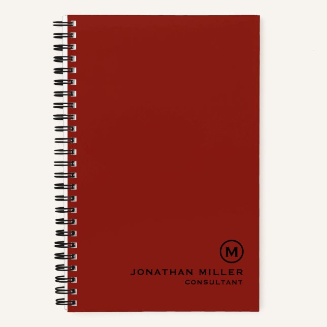 Carnet Monogramme rouge professionnel 5,5 x 8,5 spirale (Recto)