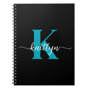 Carnet Monogramme sarcelle noir