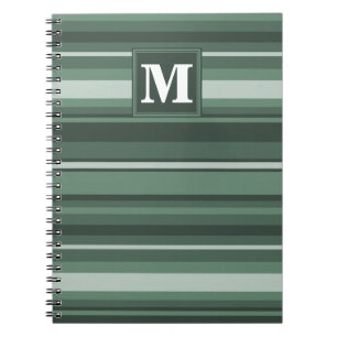 Carnet Monogramme sauge bandes vertes