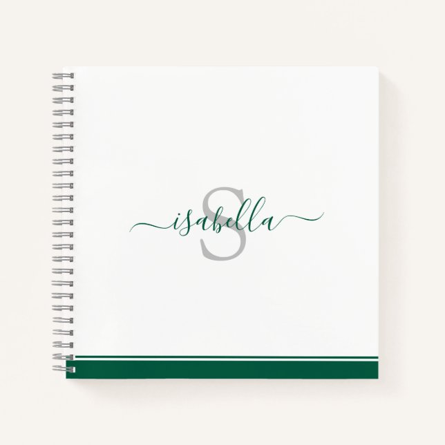 Carnet Monogramme Script Emerald Green (Devant)