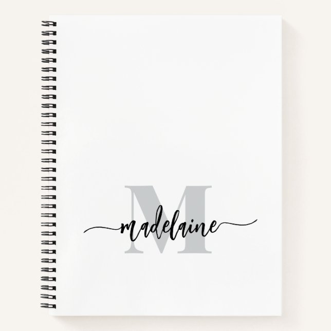 Carnet Monogramme Silver Blanc noir personnel (Devant)