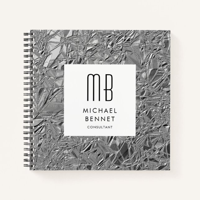 Carnet Monogramme Silver Metallic Business (Devant)