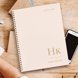 Carnet Monogramme Simple Elegant Blush Gold Personnalisé
