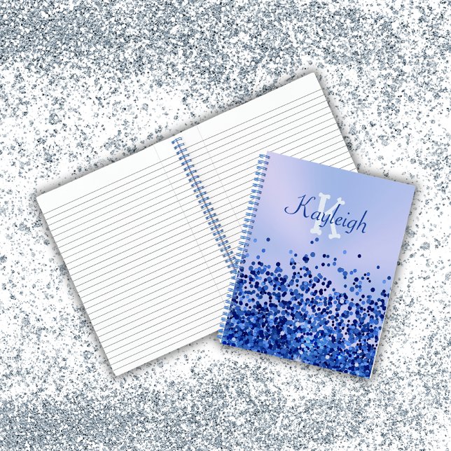 Carnet Monogramme simple en métal brossé bleu et Parties  (Créateur téléchargé)