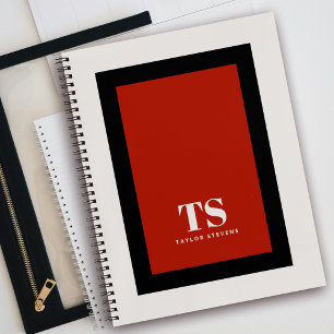 Carnet Monogramme simple et élégant avec bloc de couleur 