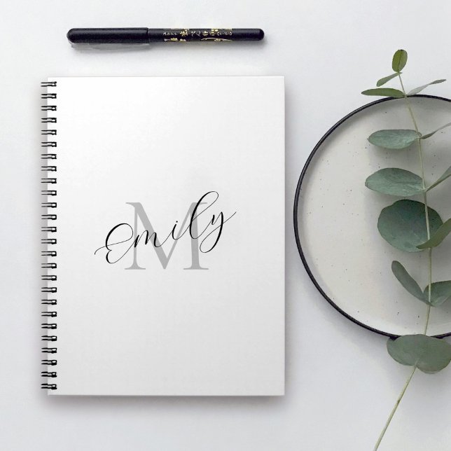 Carnet Monogramme simple tendance Votre nom et initial (Personalize with your name and monogram initial.)
