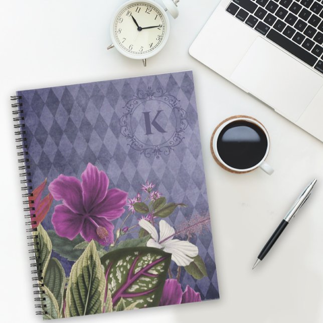 Carnet Monogramme sur mesure Tropical Floral (Personalize the monogram on this pretty floral notebook with just a few clicks.)