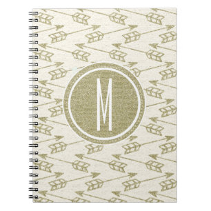 Carnet Monogramme tribal de parties scintillantes d'or
