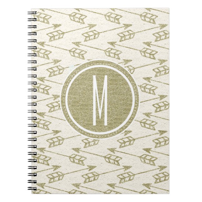 Carnet Monogramme tribal de parties scintillantes d'or (Devant)