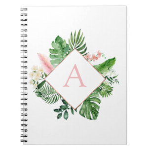 Carnet Monogramme Tropical Palm Green Botanique