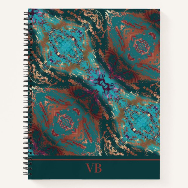 Carnet Monogramme turquoise et bronze (Devant)