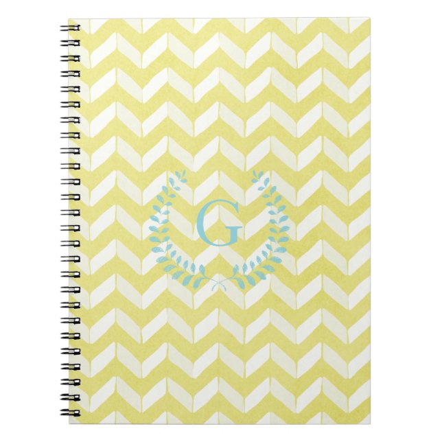 Carnet Monogramme turquoise jaune en pastel chic de (Devant)