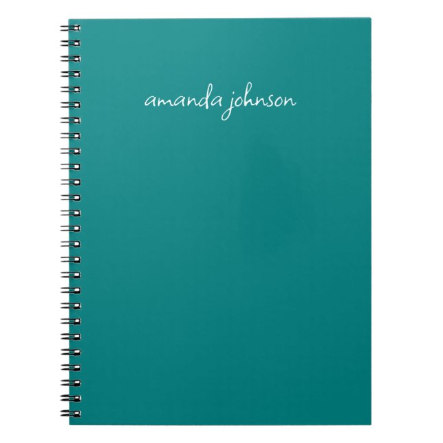 Carnet Monogramme Turquoise minimal moderne Ajouter le no (Devant)