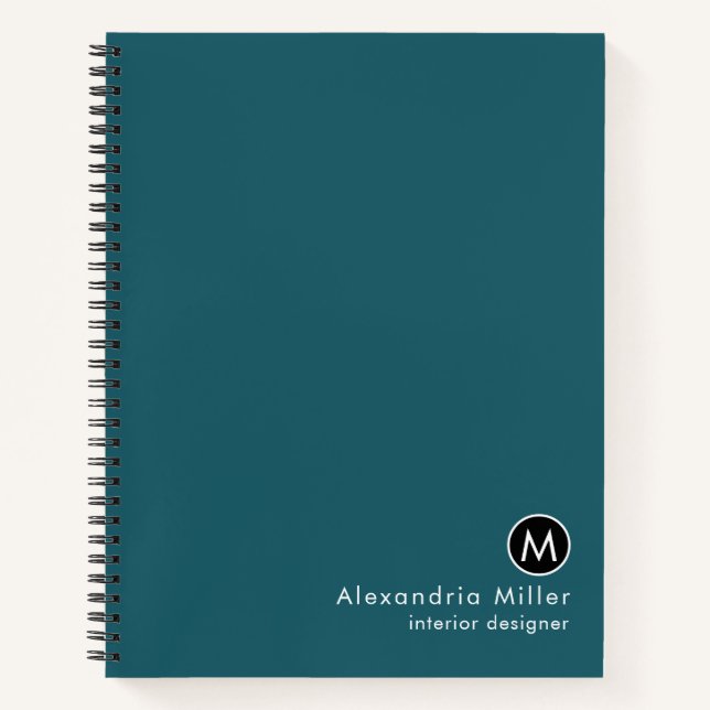 Carnet Monogramme Turquoise moderne (Devant)