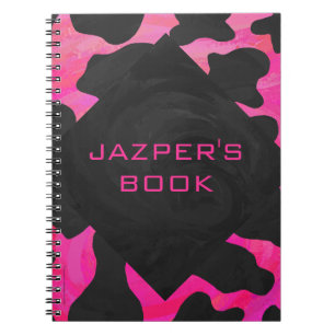 Carnet Monogramme vache rose chaud et noir