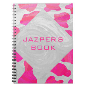 Carnet Monogramme Vache rose et blanc chaud
