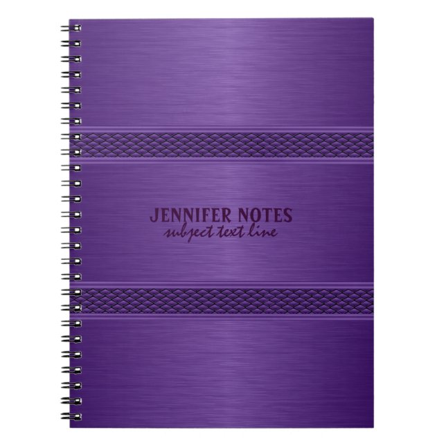 Carnet Monogramme violet métal brossé en aluminium (Devant)