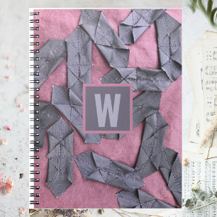 Carnet monogramme violet personnalisé géométrique abstrai