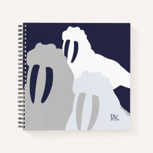 Carnet Monogramme Walrus Bleu Ordinateur portable Spiral