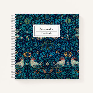 Carnet Monogramme William Morris art motif l Oiseaux Mari
