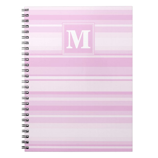 Carnet Monogrammes à rayures roses pour bébé (Devant)
