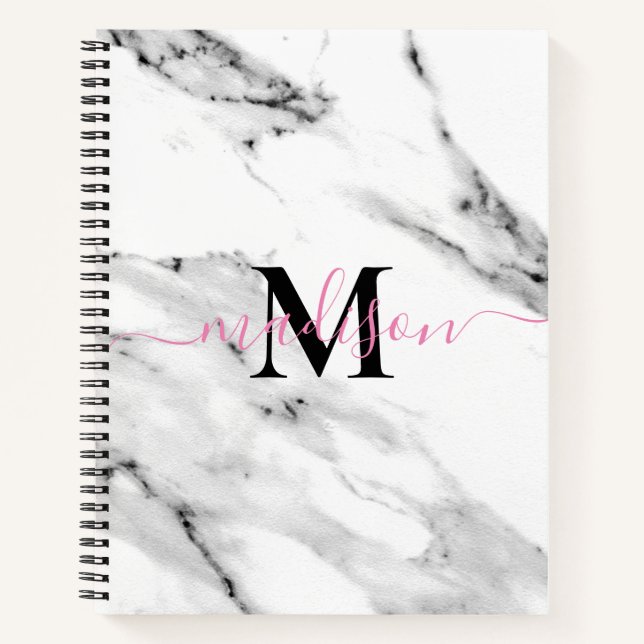 Carnet Monographie moderne en marbre blanc gris noir (Devant)