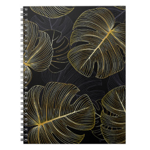 Carnet Monstère dorée feuille, romantique sans couture fl